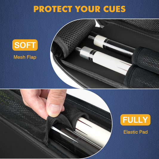 Pool Cue Case, Pool Stick Case 2x2 with 2 Accessories Pockets | Sturdy Pool Cue Carrying Bag, Shoulder Strap and Handle, Soft Billiard Stick Holder, Sling Bag for Men and Women