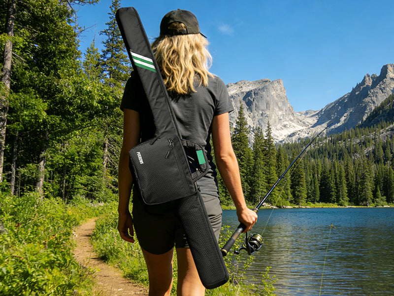 PEKREWS Fishing Rod Case, 52inch Fishing Pole Bag with Tackle Pockets | Fits Break-Down Spinning Rod Reel Combo, Padded Soft Rod Bag with Shoulder Strap and Handle, Pole Travel Case For Angler