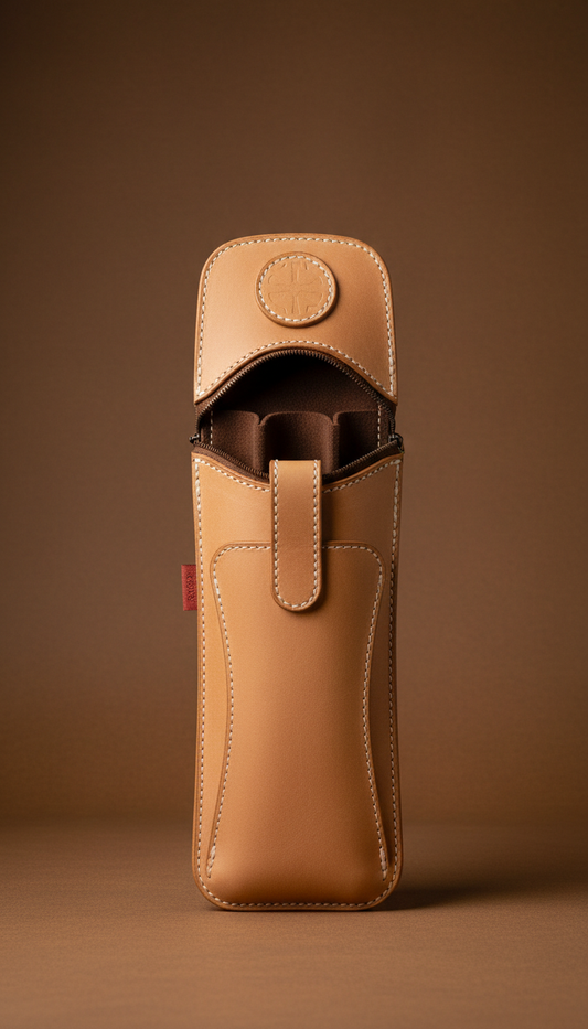 Sandstone Soft Cue Case with Hand-Stitched Detailing