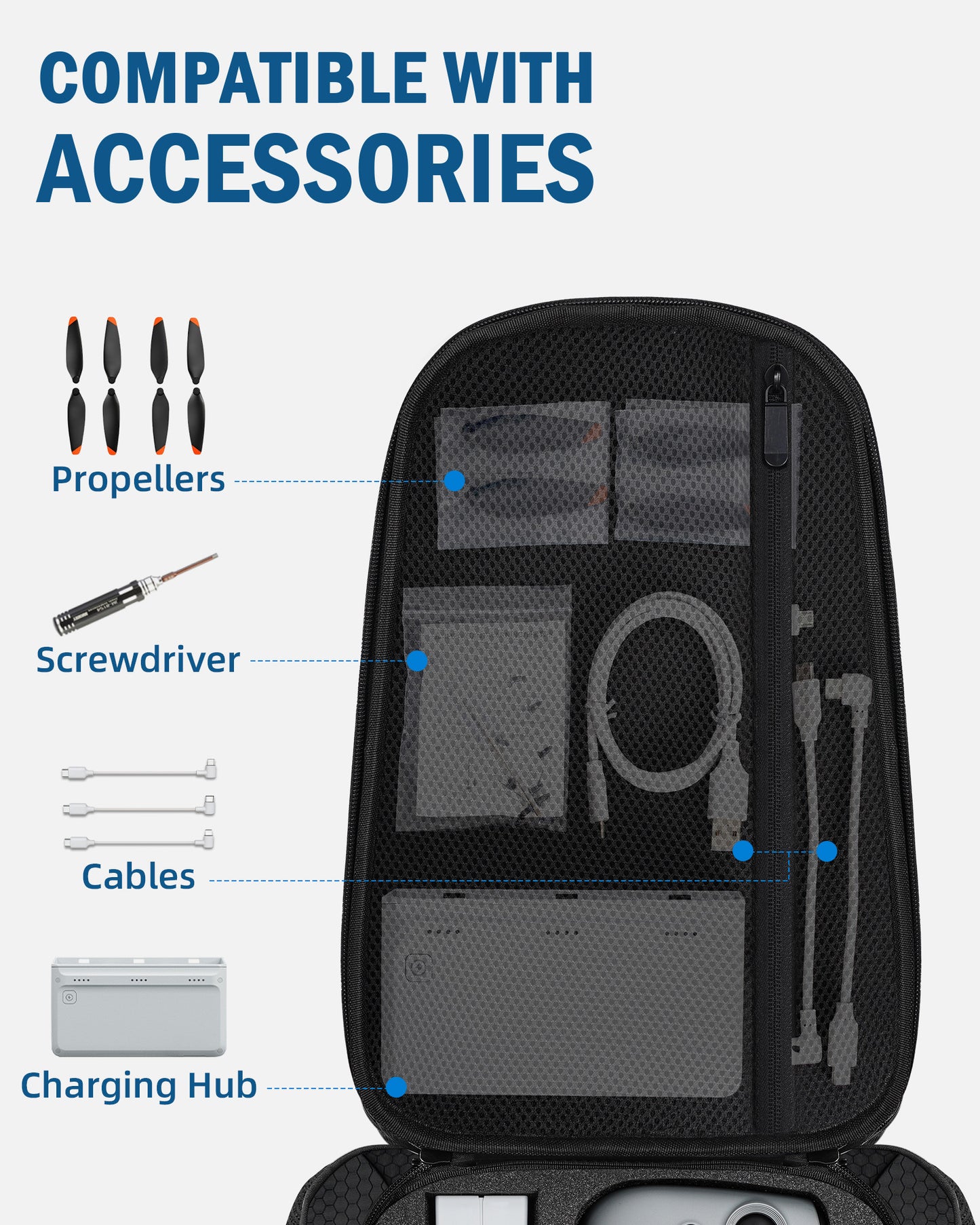 Case for Potensic Atom 2, RC PTD 1 Controller, Drone Backpack | Fits 15.6 Inch Laptop, Expandable, Hard, Waterproof, for Potensic Atom 2 Fly More Combo Accessories, Travel Drone Bag, Black