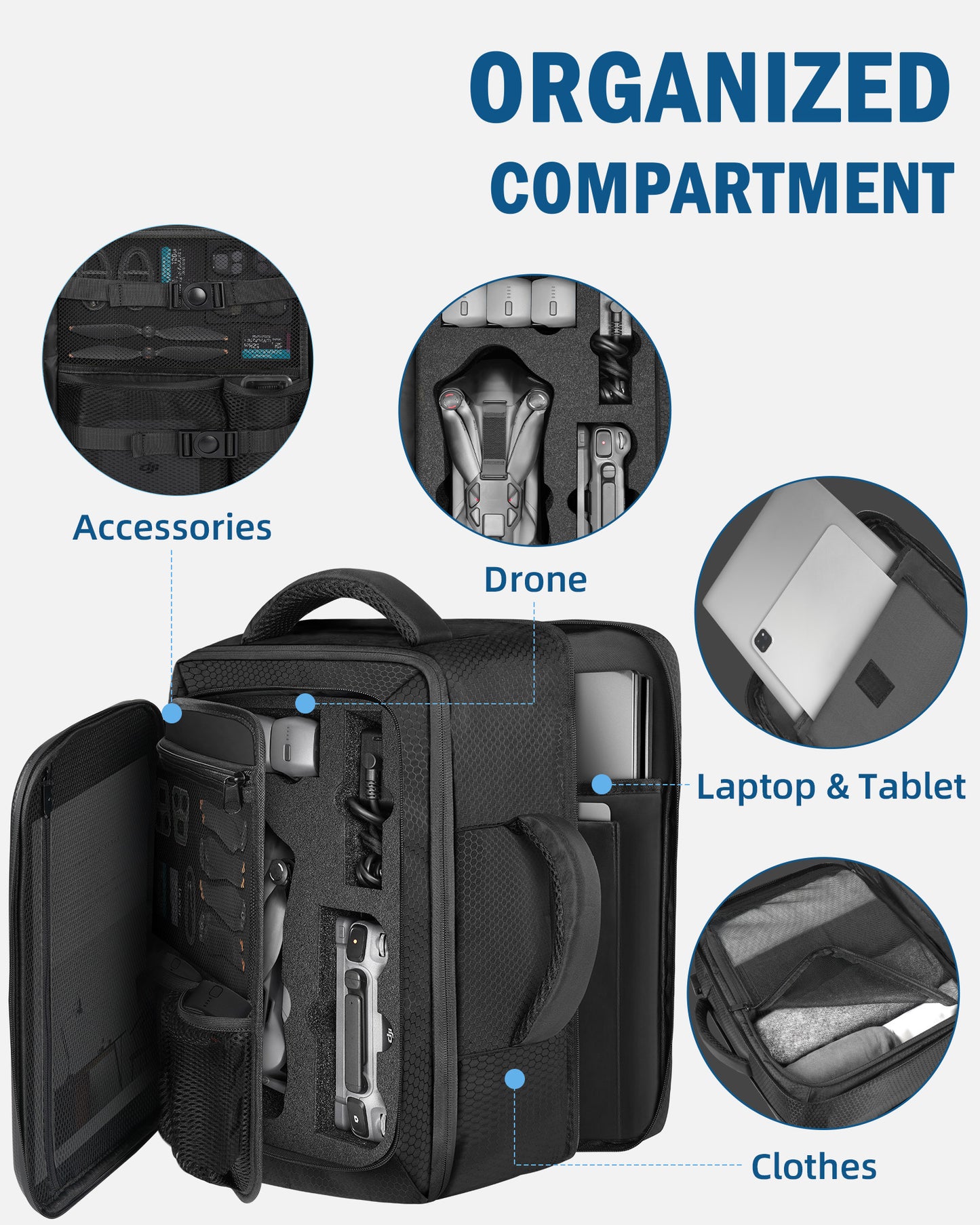 Case for DJI Mavic 4 Pro, RC Pro 2, RC 2 Fly More Creator Combo | Fits 17.3'' Laptop, Expandable, Carry On Drone Backpack, Travel Laptop Backpack, Hard Carrying Case, for DJI Mavic 4 Pro