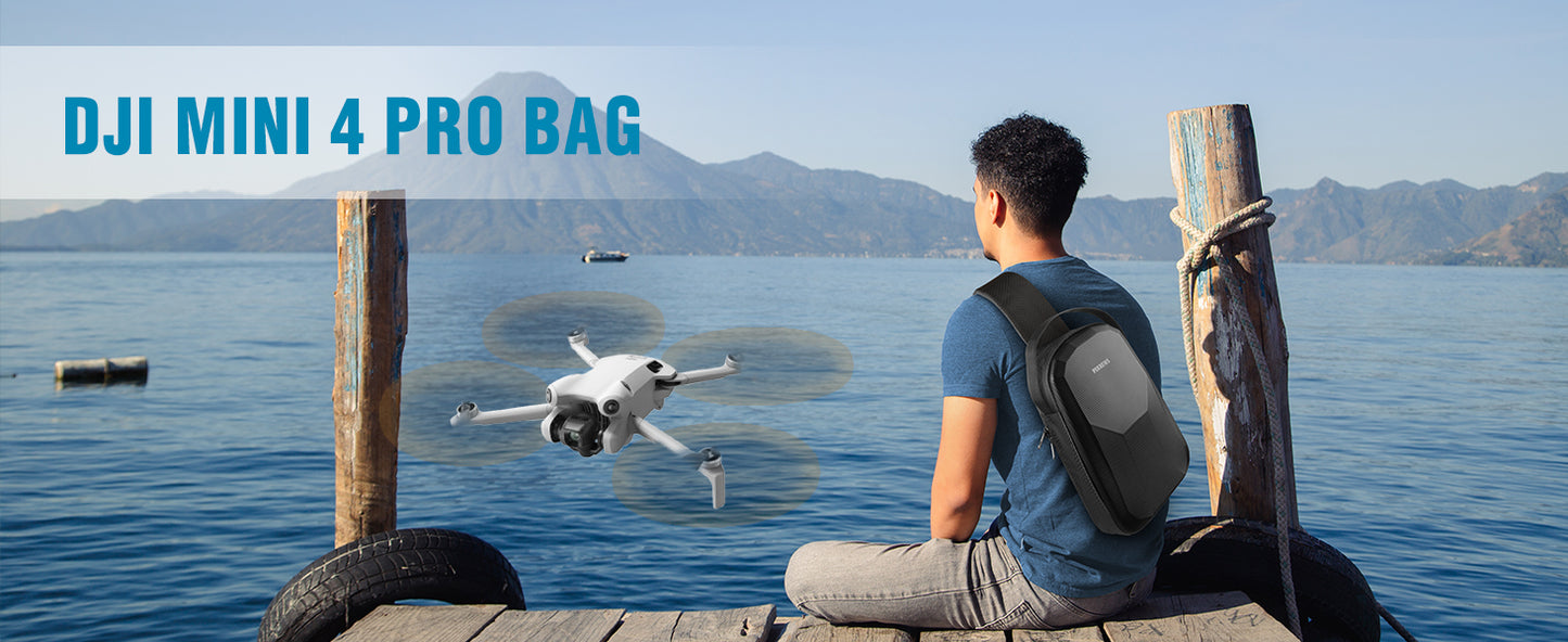 Crossbody Case for DJI Mini 3/4 Pro, RC 2/RC-N3/N2/N1 Controller | Waterproof, Travel Drone Sling Backpack, for DJI Mini 3 / Mini 4 Pro Fly More Combo Accessories, Hard Carrying Case
