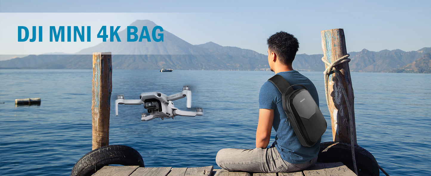 Mini 4K Case, for DJI Mini 4K/2/2 SE, RC-N1 Controller, Drone Bag | Waterproof, Travel Drone Sling Backpack, for Charging Hub and 3 Batteries, Hard Carrying Case for DJI Drone Accessories