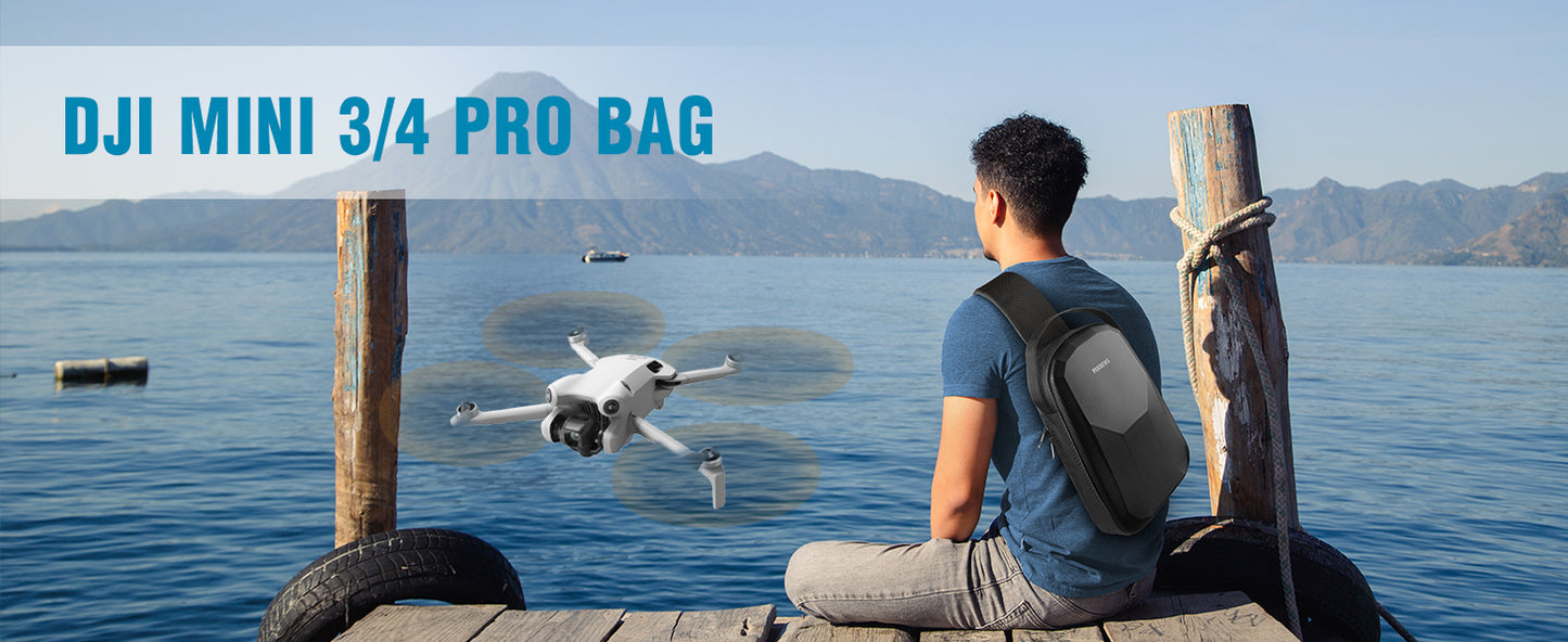 Crossbody Case for DJI Mini 3/4 Pro, RC 2/RC-N3/N2/N1 Controller | Waterproof, Travel Drone Sling Backpack, for DJI Mini 3 / Mini 4 Pro Fly More Combo Accessories, Hard Carrying Case