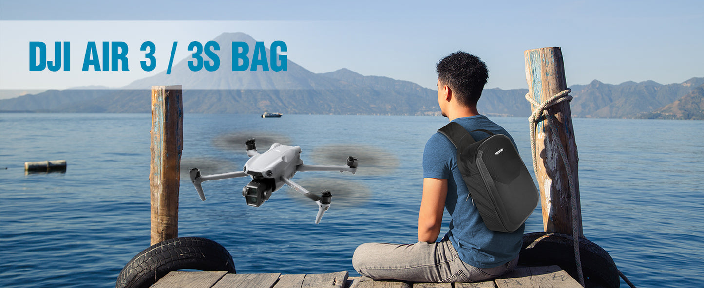 Air 3S Case, for DJI RC 2, RC-N3/N2 Remote Controller, Drone Bag | Waterproof, Drone Sling Backpack, for DJI Air 3 Fly More Combo Accessories, Hardshell Crossbody Bag, Travel Drone Backpack