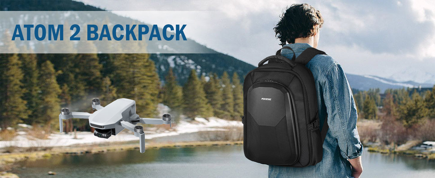 Case for Potensic Atom 2, RC PTD 1 Controller, Drone Backpack | Fits 15.6 Inch Laptop, Expandable, Hard, Waterproof, for Potensic Atom 2 Fly More Combo Accessories, Travel Drone Bag, Black