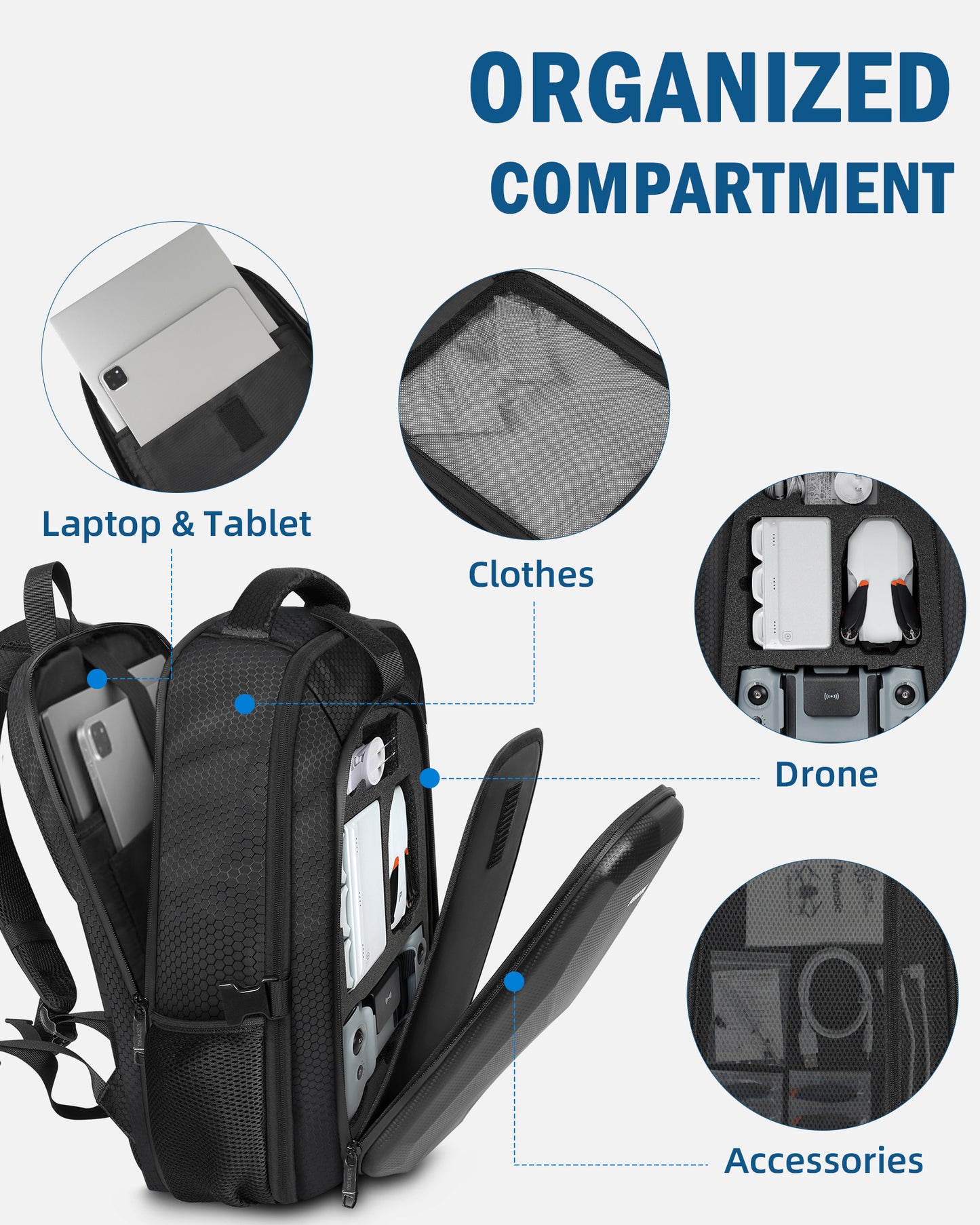 Case for Potensic Atom 2, Large Backpack for Atom 2/SE/3-Axis/LT | Fits 15.6'' Laptop, 30L Travel Drone Backpack, for Fly More Combo Drone Accessories (Not for RC PTD 1 Remote Controller)