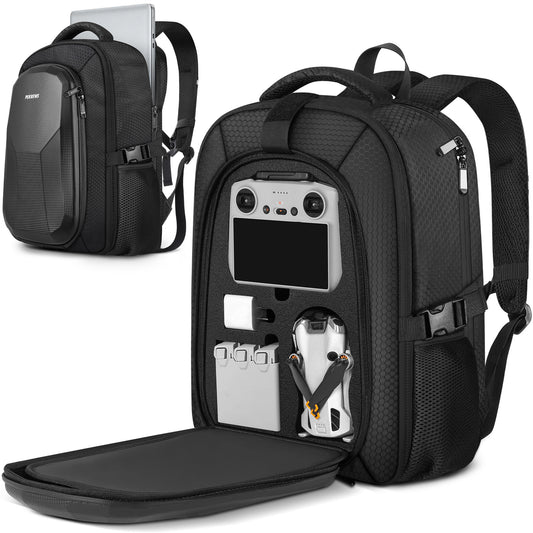 PEKREWS Case for DJI Mini 3 / Mini 4 Pro, for RC 2, RC-N3/N2/N1 Controller | Fits 15.6'' Laptop, Expandable 30 L Drone Backpack, Waterproof Hard Carrying Case, for DJI Fly More Combo, Travel Backpack