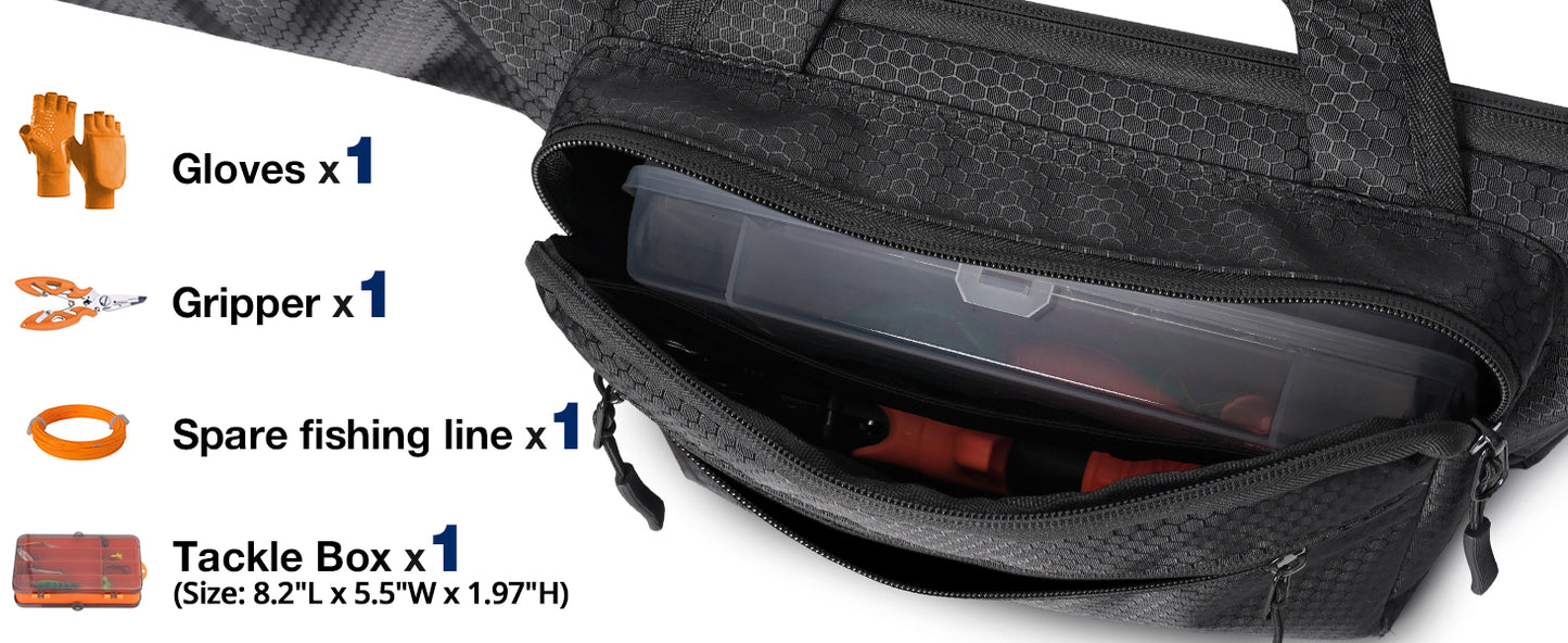 Fishing Rod Case, 52inch Fishing Pole Bag with Tackle Pockets | Fits Break-Down Spinning Rod Reel Combo, Padded Soft Rod Bag with Shoulder Strap and Handle, Pole Travel Case For Angler