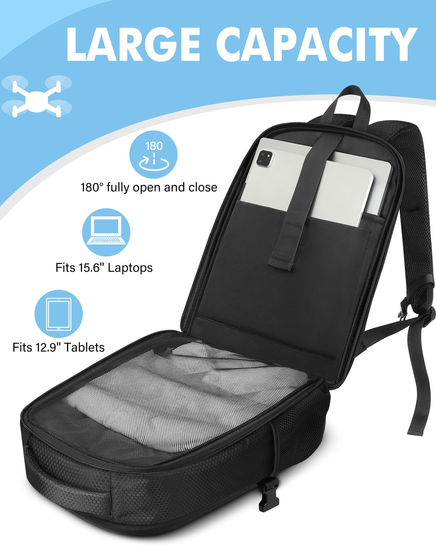 Neo 2 Case, for DJI RC 2, RC-N3 / RC-N2 Controller, Drone Backpack | Fits 15.6'' Laptop, Expandable, 30L Waterproof Drone Backpack, Hard Carrying Case for DJI Fly More Combo, Travel Backpack