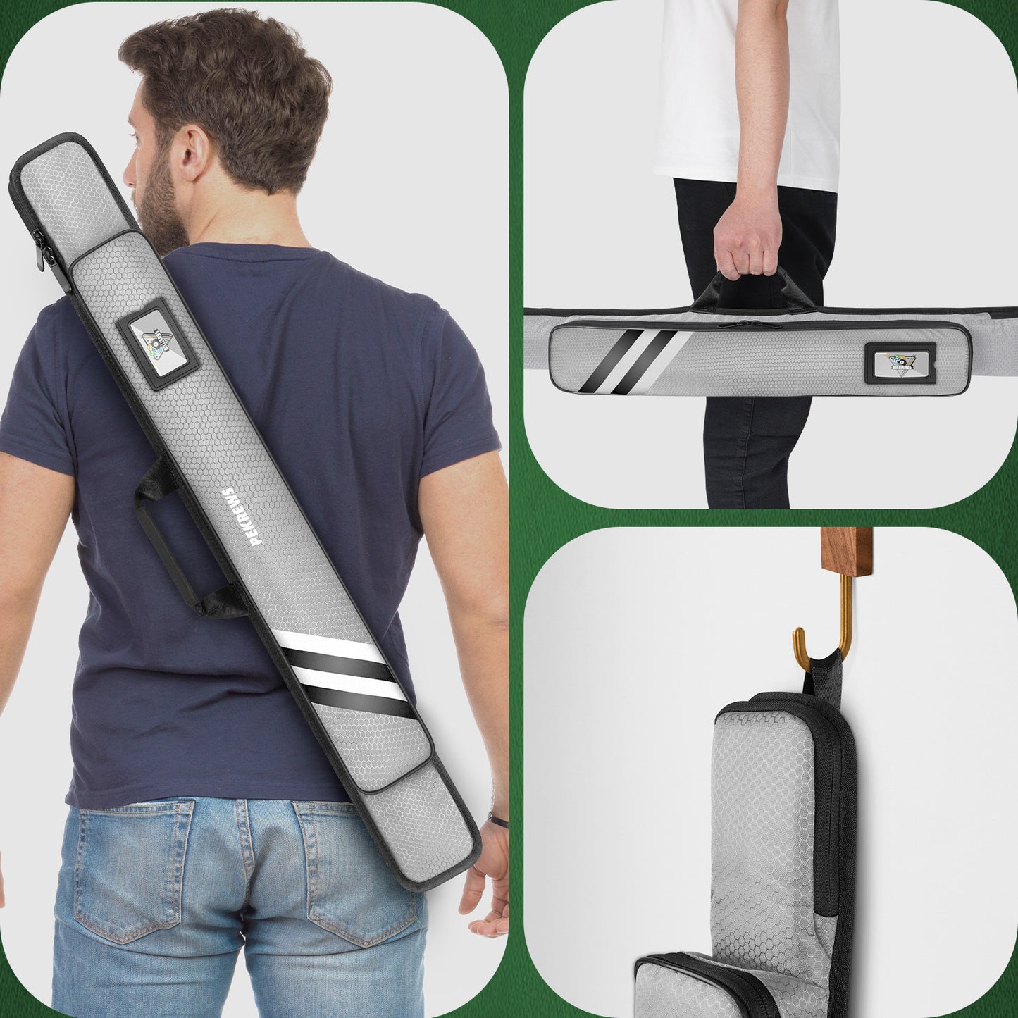 PEKREWS Pool Cue Case, 1x1 Soft Pool Stick Bag with Accessory Pocket | Sturdy Polyester, Hold 1 Stick, Cue Stick Case with Shoulder Strap and Side Handle, Billiard Cue Sling Bag for Men and Women