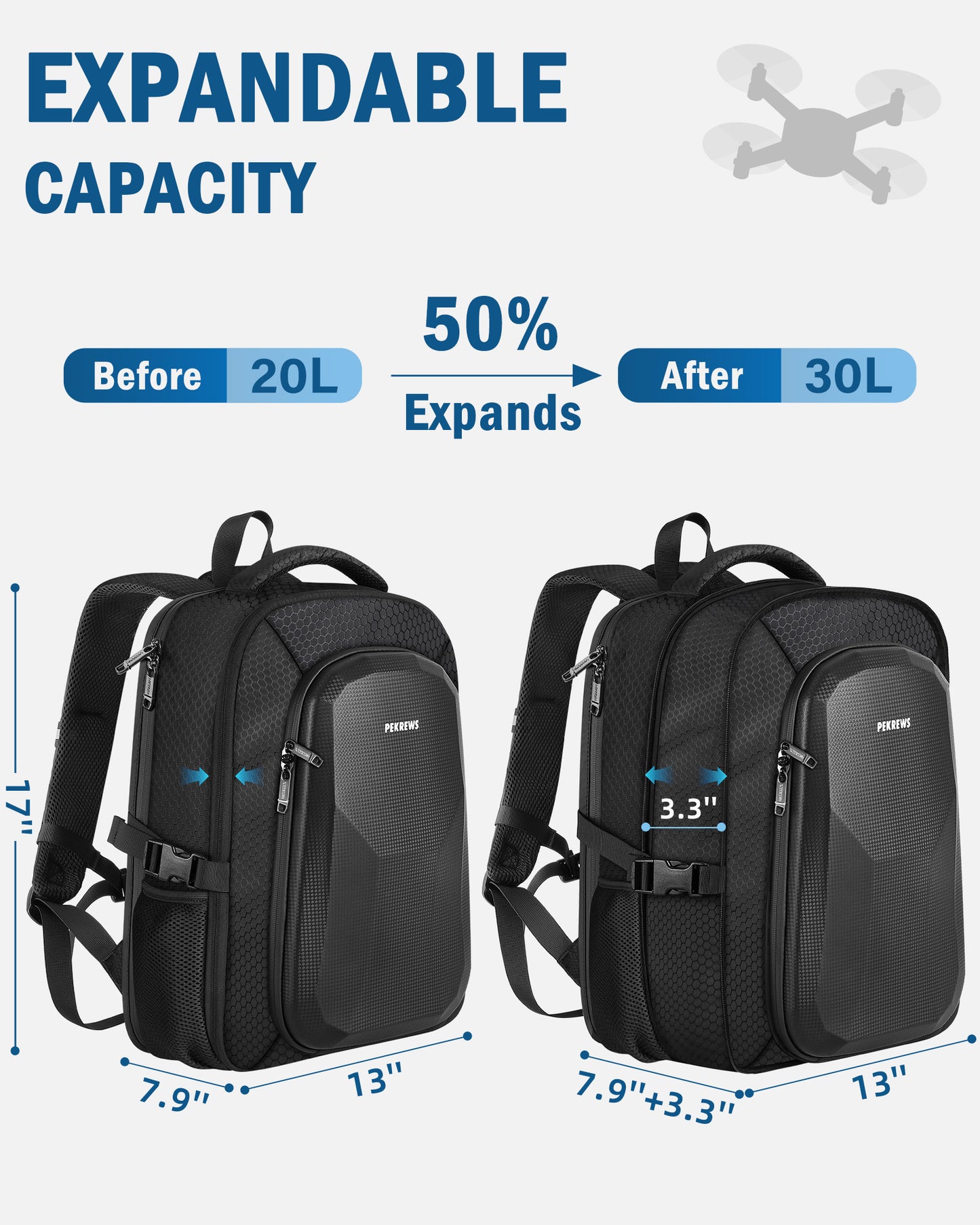 Case for Potensic Atom 2, Large Backpack for Atom 2/SE/3-Axis/LT | Fits 15.6'' Laptop, 30L Travel Drone Backpack, for Fly More Combo Drone Accessories (Not for RC PTD 1 Remote Controller)