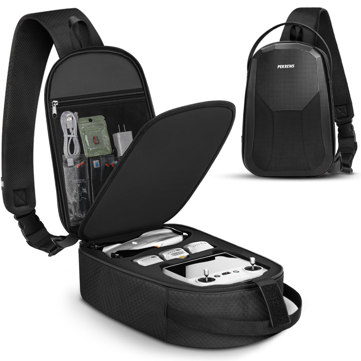 Air 3S Case, for DJI RC 2, RC-N3/N2 Remote Controller, Drone Bag | Waterproof, Drone Sling Backpack, for DJI Air 3 Fly More Combo Accessories, Hardshell Crossbody Bag, Travel Drone Backpack