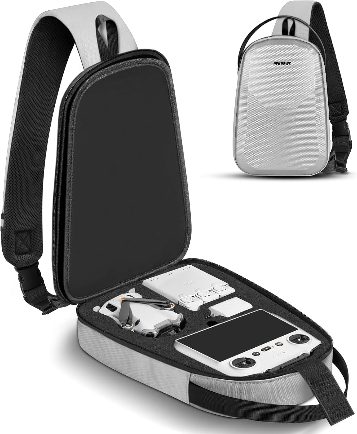 Crossbody Case for DJI Mini 3/4 Pro, RC 2/RC-N3/N2/N1 Controller | Waterproof, Travel Drone Sling Backpack, for DJI Mini 3 / Mini 4 Pro Fly More Combo Accessories, Hard Carrying Case