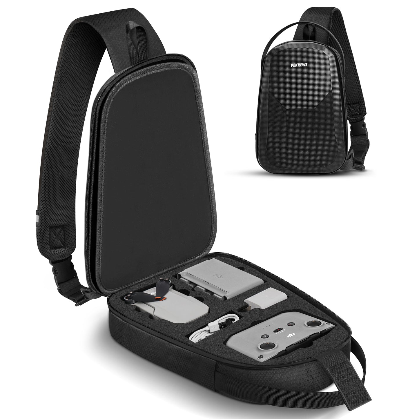 Mini 4K Case, for DJI Mini 4K/2/2 SE, RC-N1 Controller, Drone Bag | Waterproof, Travel Drone Sling Backpack, for Charging Hub and 3 Batteries, Hard Carrying Case for DJI Drone Accessories