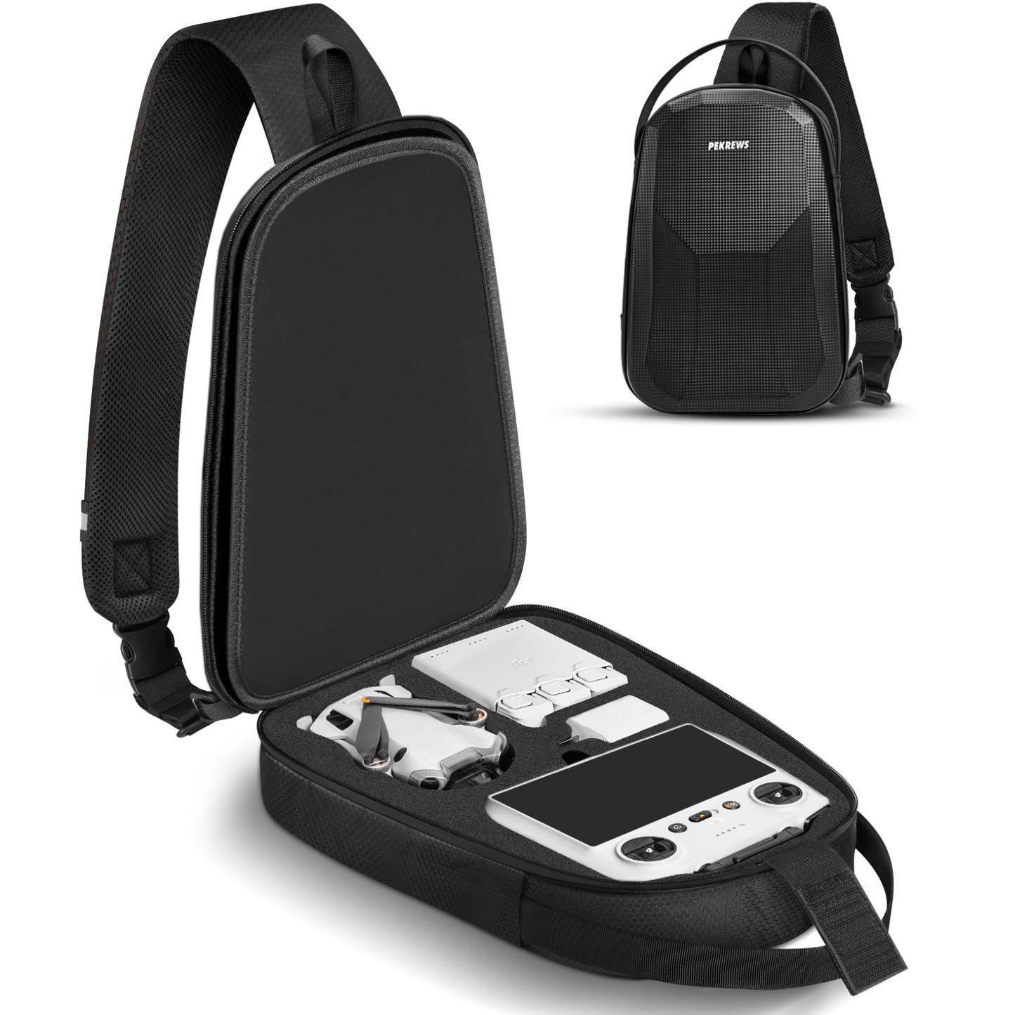 Crossbody Case for DJI Mini 3/4 Pro, RC 2/RC-N3/N2/N1 Controller | Waterproof, Travel Drone Sling Backpack, for DJI Mini 3 / Mini 4 Pro Fly More Combo Accessories, Hard Carrying Case