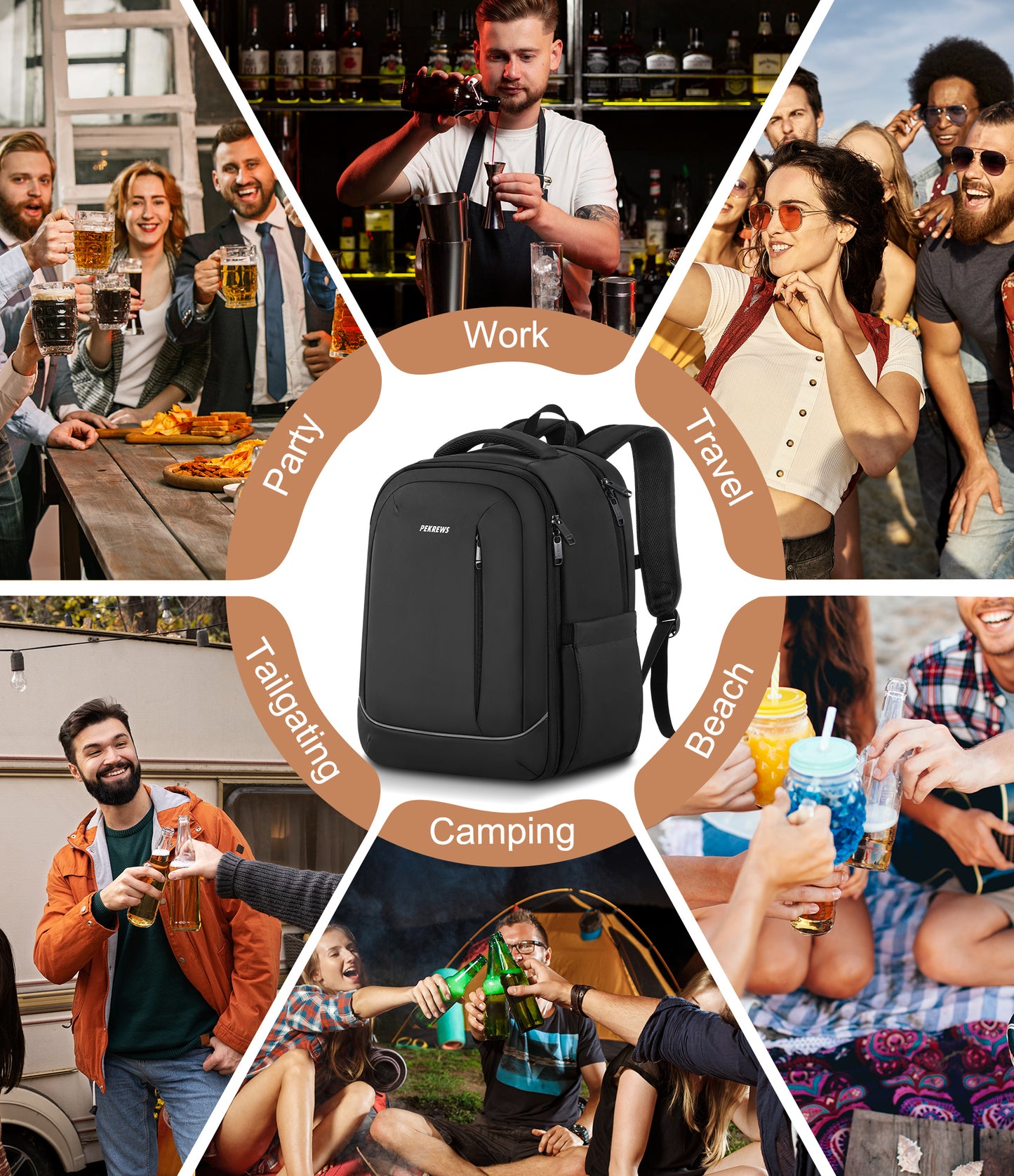 Bartender Bag, Bartending Backpack for Carrying Bar Kit (Bag Only) | Travel Portable Bar Bag, for Tools Set Storage, Cocktail Shaker and Wine Bottle Carrier, Professional Mixology Gift, Black