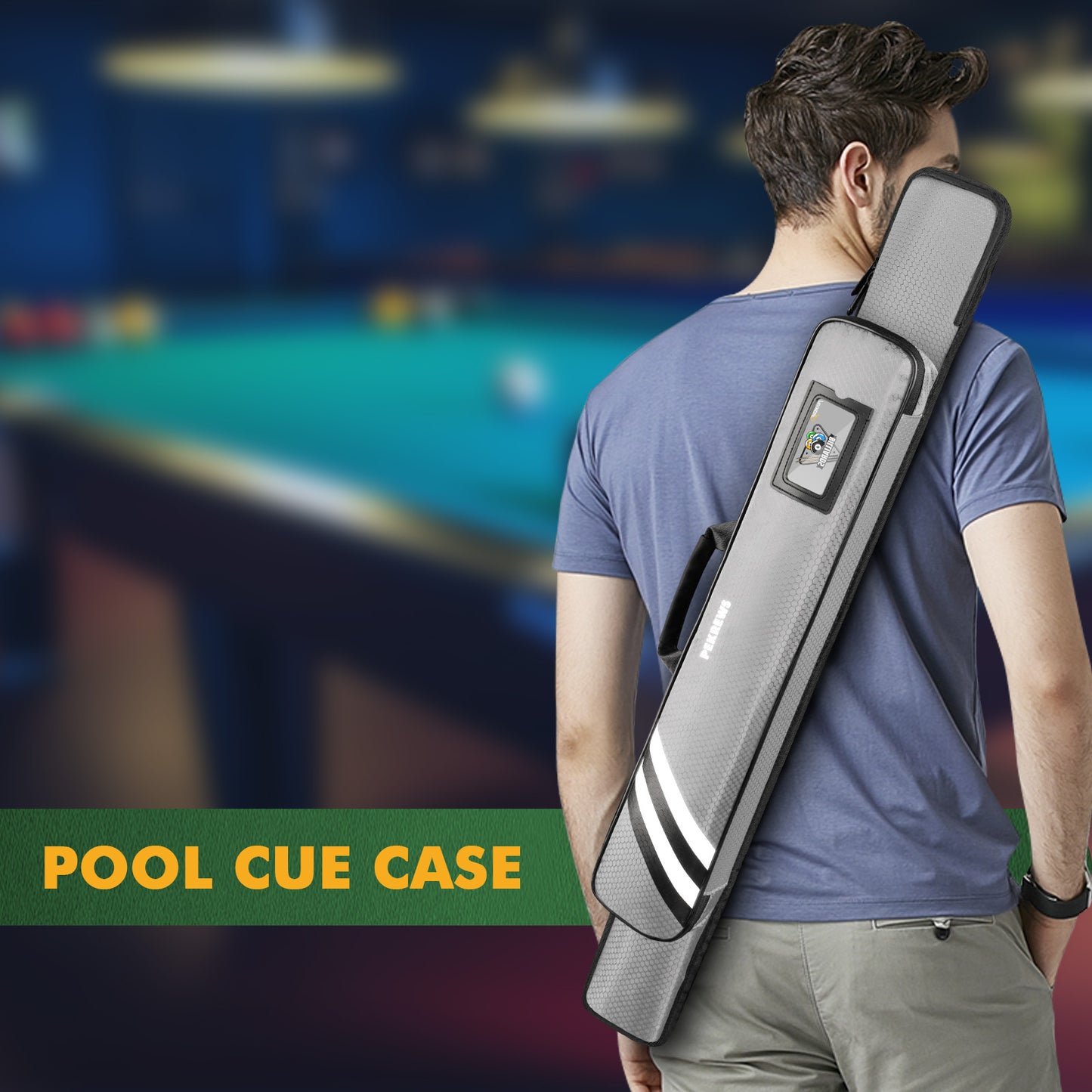 PEKREWS Pool Cue Case, 1x1 Soft Pool Stick Bag with Accessory Pocket | Sturdy Polyester, Hold 1 Stick, Cue Stick Case with Shoulder Strap and Side Handle, Billiard Cue Sling Bag for Men and Women