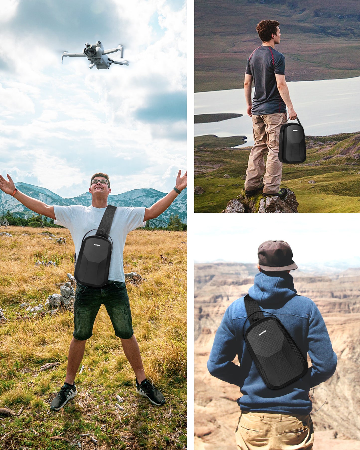Crossbody Case for DJI Mini 3/4 Pro, RC 2/RC-N3/N2/N1 Controller | Waterproof, Travel Drone Sling Backpack, for DJI Mini 3 / Mini 4 Pro Fly More Combo Accessories, Hard Carrying Case