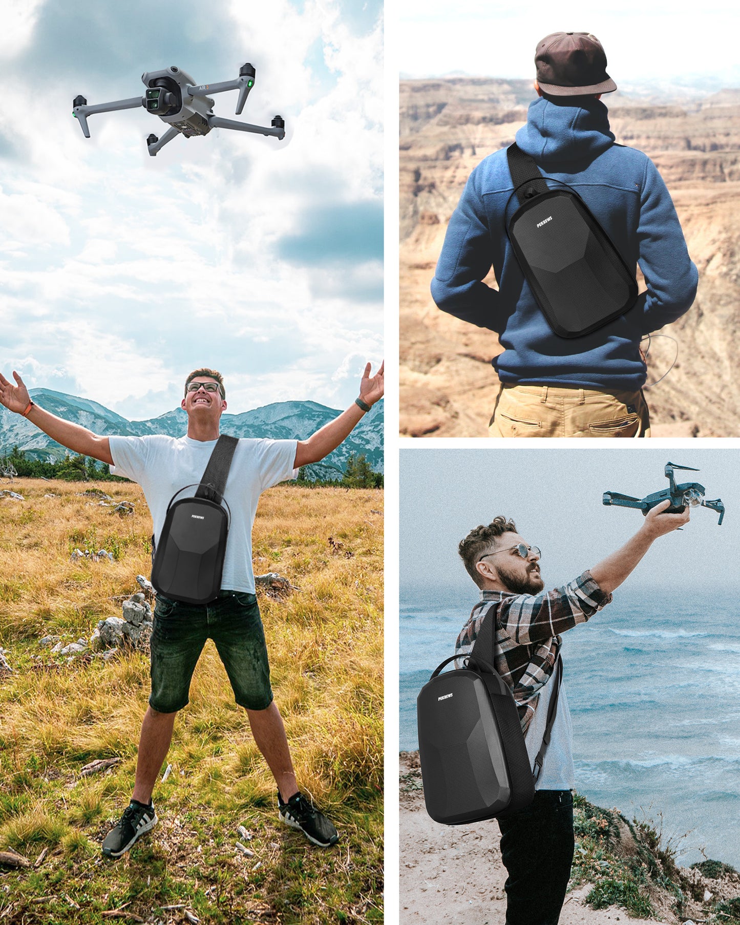 Air 3S Case, for DJI RC 2, RC-N3/N2 Remote Controller, Drone Bag | Waterproof, Drone Sling Backpack, for DJI Air 3 Fly More Combo Accessories, Hardshell Crossbody Bag, Travel Drone Backpack