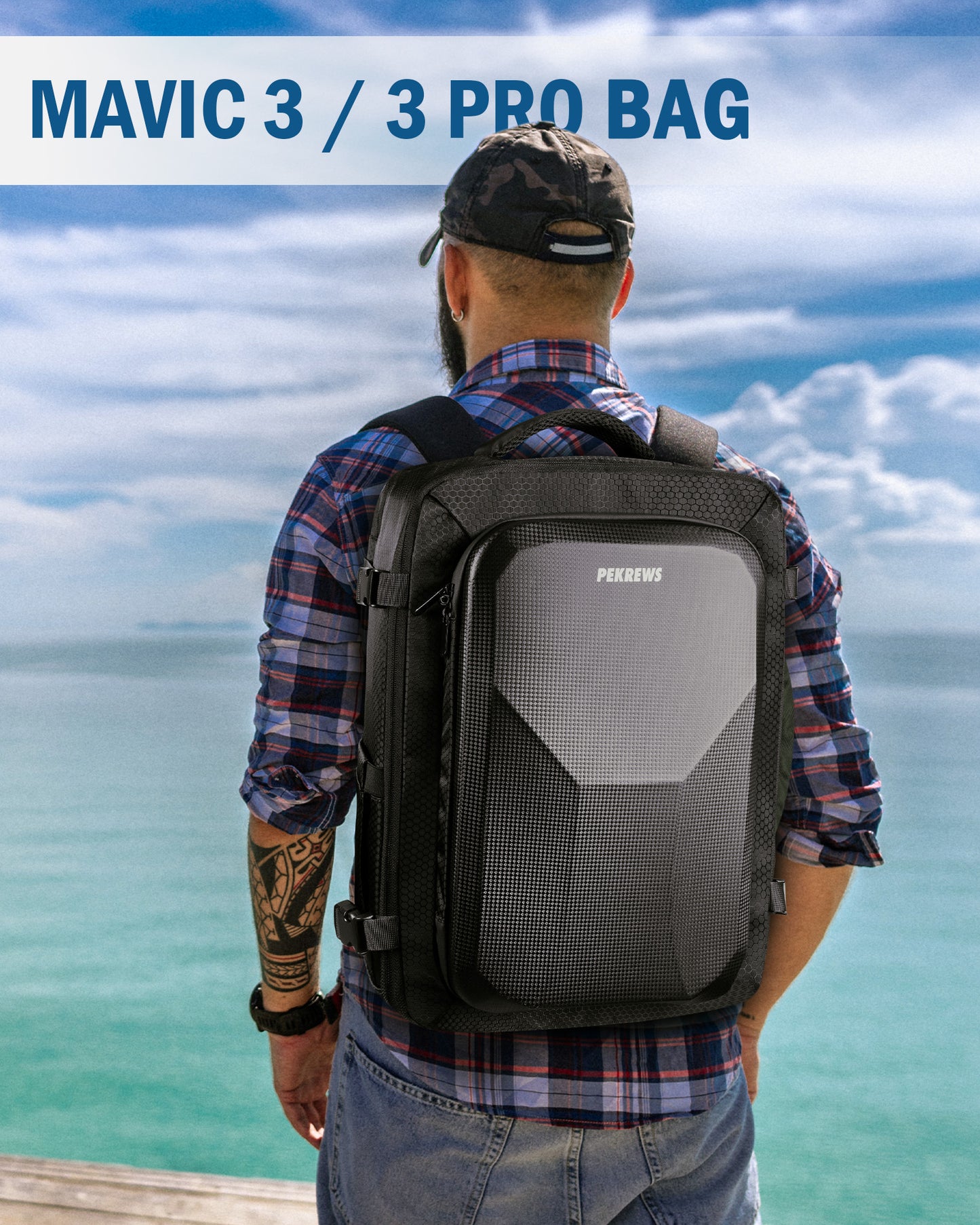 Carry On Mavic 3 Pro Case, Compatible with DJI RC/Pro/N1 Controller | Fits 17.3'' Laptop, 40L Drone Backpack for DJI Fly More Combo Accessories, Hard Carrying Case, Travel Laptop Backpack