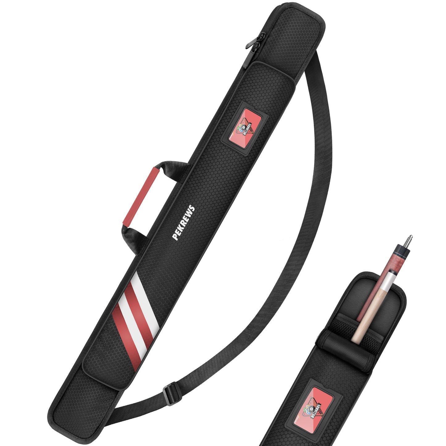 PEKREWS Pool Cue Case, 1x1 Soft Pool Stick Bag with Accessory Pocket | Sturdy Polyester, Hold 1 Stick, Cue Stick Case with Shoulder Strap and Side Handle, Billiard Cue Sling Bag for Men and Women