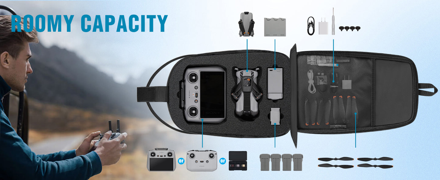 Case for DJI Mini 5 Pro, for RC 2, RC-N3 Controller Fly More Combo | Sling Backpack, Waterproof Hard Carrying Case, for DJI Mini 5 Pro, Travel Crossbody Bag, for Drone Accessories