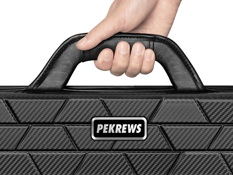 PEKREWS Pool Cue Case, 2x2 Hard Shell Pool Stick Case Holds 2 Sticks | Heavy-Duty, 4 Padded Slots Cue Stick Bag, Shoulder Strap and Leather Handle, Sturdy Travel Billiard Cue Box for Men and Women