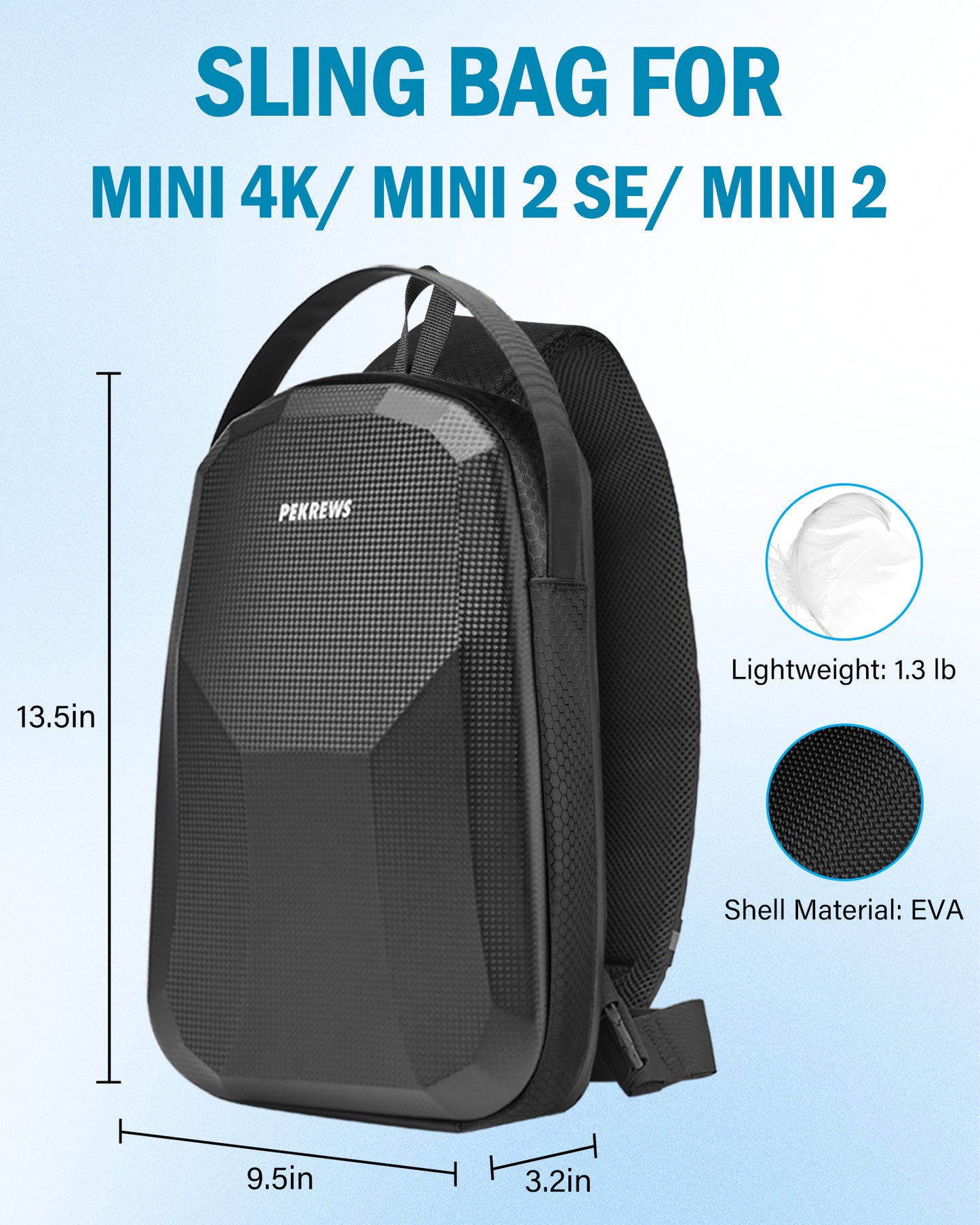 Mini 4K Case, for DJI Mini 4K/2/2 SE, RC-N1 Controller, Drone Bag | Waterproof, Travel Drone Sling Backpack, for Charging Hub and 3 Batteries, Hard Carrying Case for DJI Drone Accessories