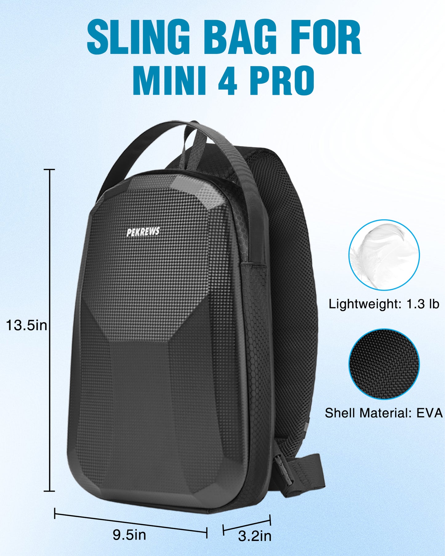 Crossbody Case for DJI Mini 3/4 Pro, RC 2/RC-N3/N2/N1 Controller | Waterproof, Travel Drone Sling Backpack, for DJI Mini 3 / Mini 4 Pro Fly More Combo Accessories, Hard Carrying Case
