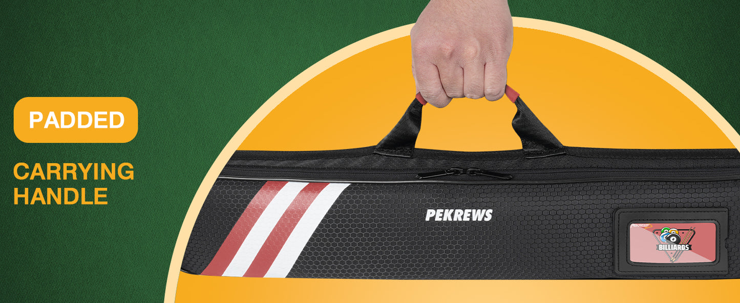 PEKREWS Pool Cue Case, 1x1 Soft Pool Stick Bag with Accessory Pocket | Sturdy Polyester, Hold 1 Stick, Cue Stick Case with Shoulder Strap and Side Handle, Billiard Cue Sling Bag for Men and Women