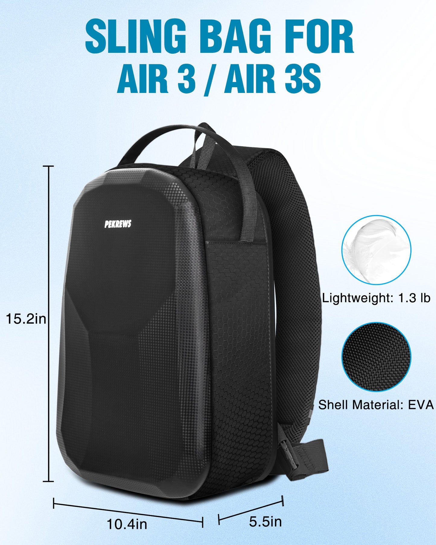 Air 3S Case, for DJI RC 2, RC-N3/N2 Remote Controller, Drone Bag | Waterproof, Drone Sling Backpack, for DJI Air 3 Fly More Combo Accessories, Hardshell Crossbody Bag, Travel Drone Backpack