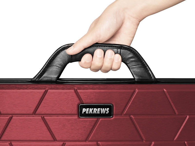 PEKREWS Pool Cue Case, 4x4 Hard Shell Pool Stick Case Holds 4 Sticks | Heavy-Duty, 10 Padded Slots Cue Stick Bag, Shoulder Strap and Leather Handle, Travel Billiard Cue Box for Men and Women