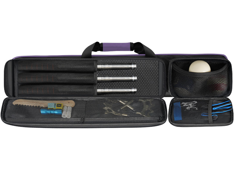 PEKREWS Pool Cue Case, 4x5 Pool Stick Bag with Multiple Accessory Pockets | Fit Multi-Sticks Soft Cue Stick Case, Hidden Shoulder Strap, 2 Handle, Travel Billiard Cue Backpack Holder, for Men and Women