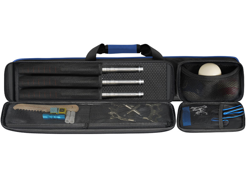 PEKREWS Pool Cue Case, 4x5 Pool Stick Bag with Multiple Accessory Pockets | Fit Multi-Sticks Soft Cue Stick Case, Hidden Shoulder Strap, 2 Handle, Travel Billiard Cue Backpack Holder, for Men and Women