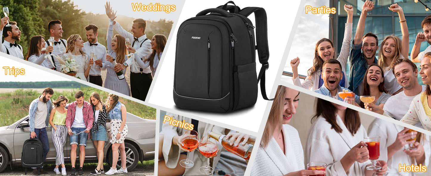 Bartender Bag, Bartending Backpack for Carrying Bar Kit (Bag Only) | Travel Portable Bar Bag, for Tools Set Storage, Cocktail Shaker and Wine Bottle Carrier, Professional Mixology Gift, Black