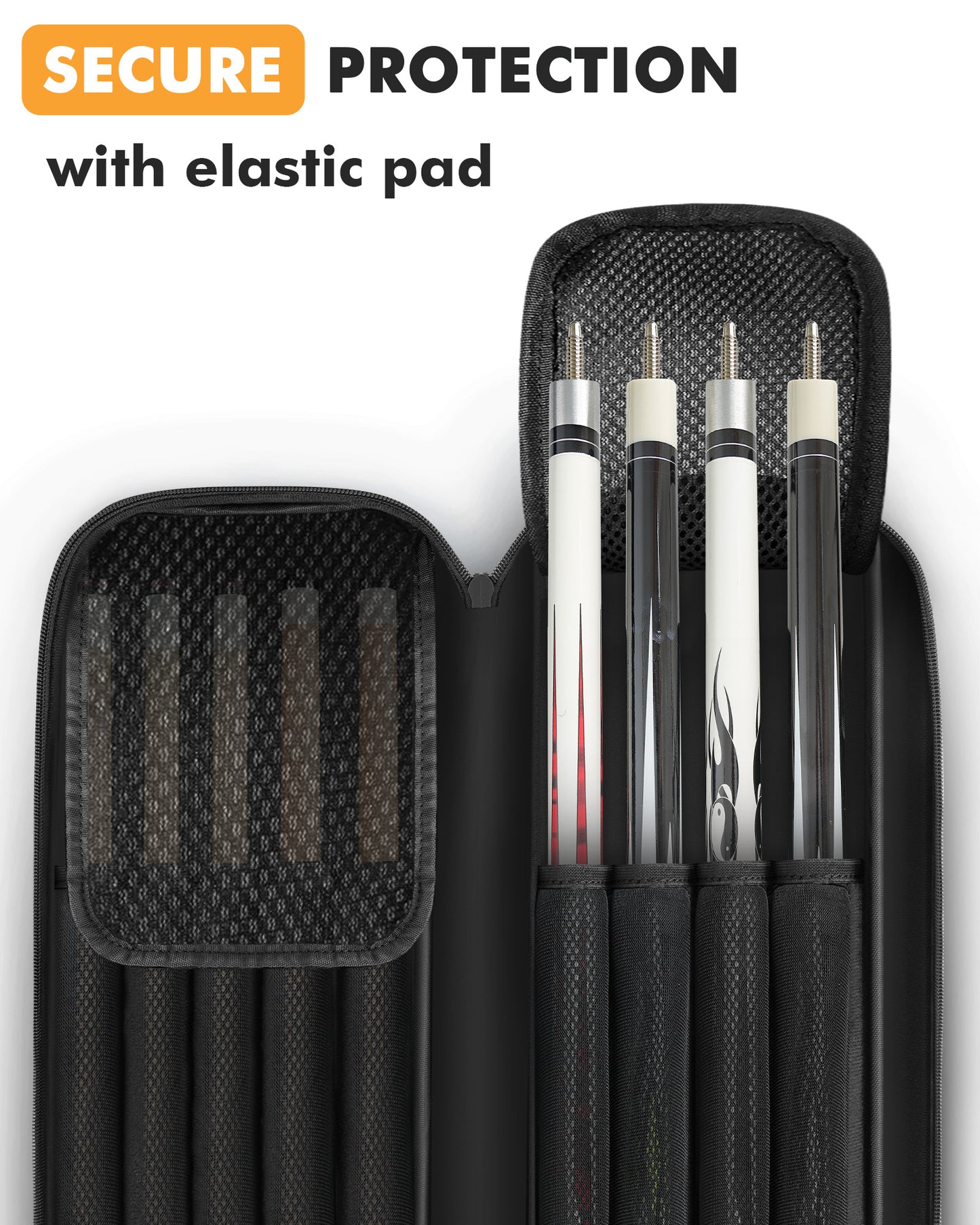 Pool Cue Case, 4x5 Pool Stick Bag with Multiple Accessory Pockets | Fit Multi-Sticks Soft Cue Stick Case, Hidden Shoulder Strap, 2 Handle, Travel Billiard Cue Backpack Holder, for Men and Women