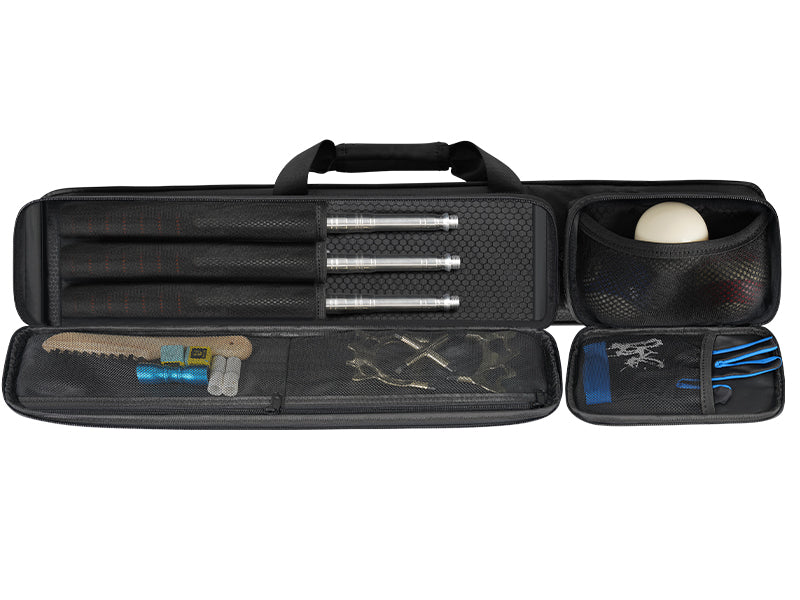 Pool Cue Case, 4x5 Pool Stick Bag with Multiple Accessory Pockets | Fit Multi-Sticks Soft Cue Stick Case, Hidden Shoulder Strap, 2 Handle, Travel Billiard Cue Backpack Holder, for Men and Women