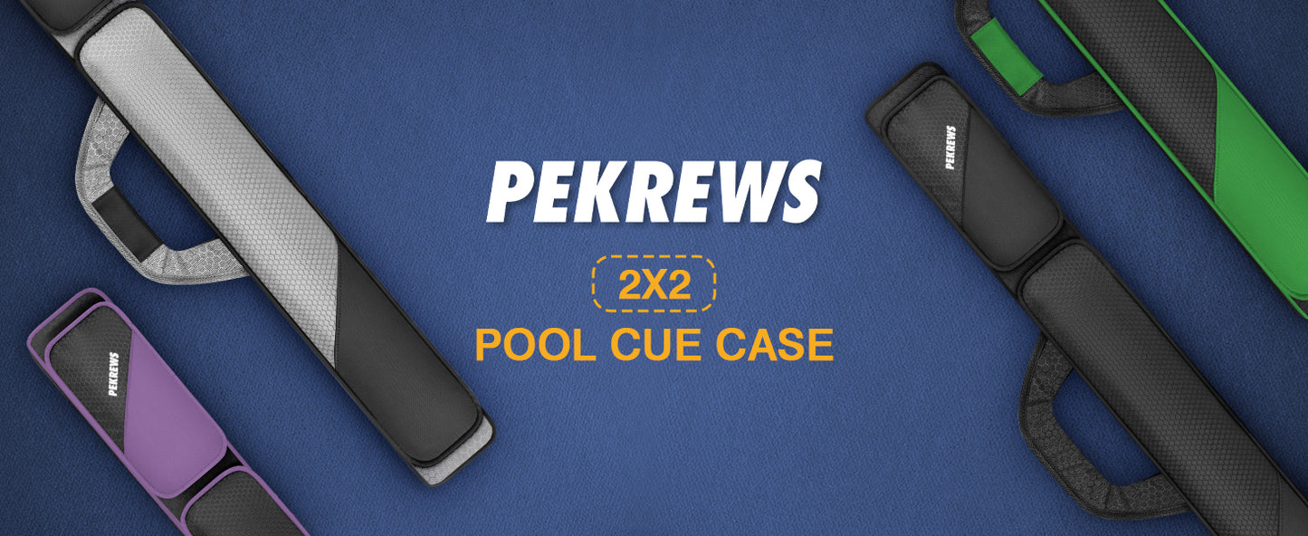 PEKREWS Pool Cue Case, Pool Stick Case 2x2 with 2 Accessories Pockets | Sturdy Pool Cue Carrying Bag, Shoulder Strap and Handle, Soft Billiard Stick Holder, Sling Bag for Men and Women