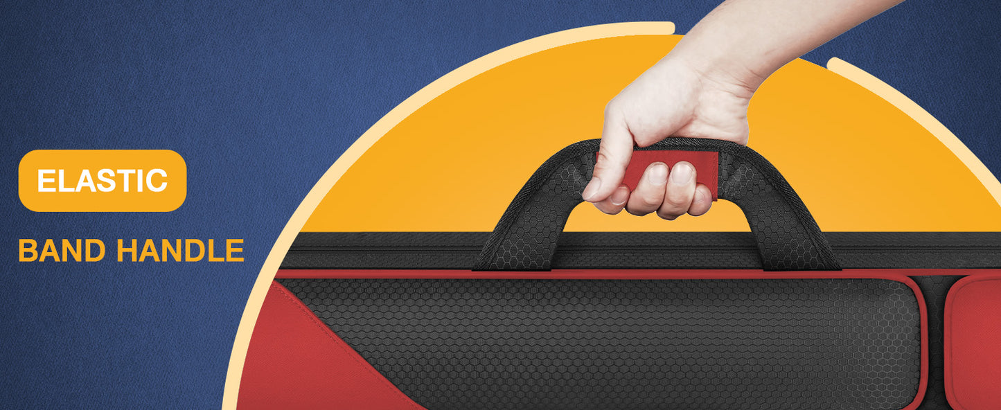PEKREWS Pool Cue Case, Pool Stick Case 2x2 with 2 Accessories Pockets | Sturdy Pool Cue Carrying Bag, Shoulder Strap and Handle, Soft Billiard Stick Holder, Sling Bag for Men and Women