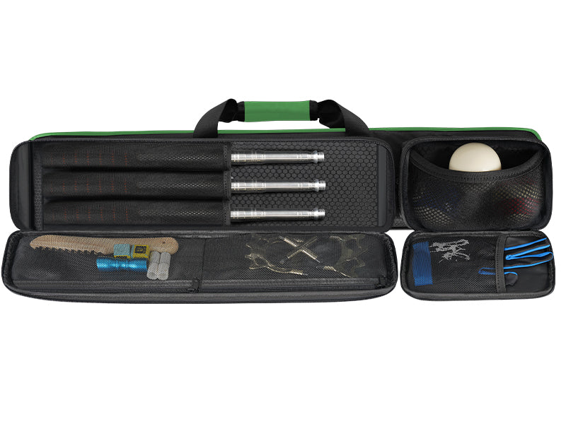 PEKREWS Pool Cue Case, 4x5 Pool Stick Bag with Multiple Accessory Pockets | Fit Multi-Sticks Soft Cue Stick Case, Hidden Shoulder Strap, 2 Handle, Travel Billiard Cue Backpack Holder, for Men and Women