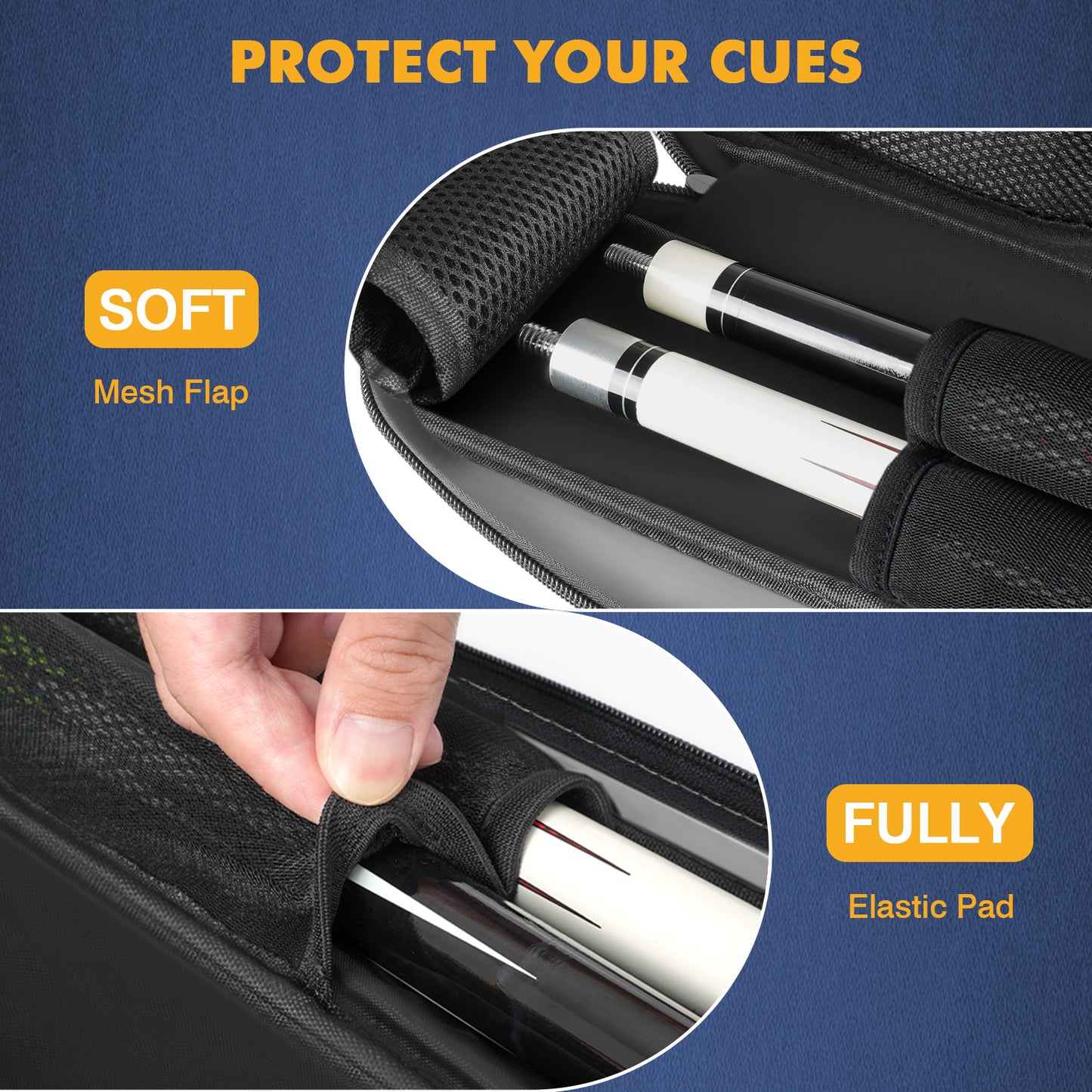 PEKREWS Pool Cue Case, Pool Stick Case 2x2 with 2 Accessories Pockets | Sturdy Pool Cue Carrying Bag, Shoulder Strap and Handle, Soft Billiard Stick Holder, Sling Bag for Men and Women