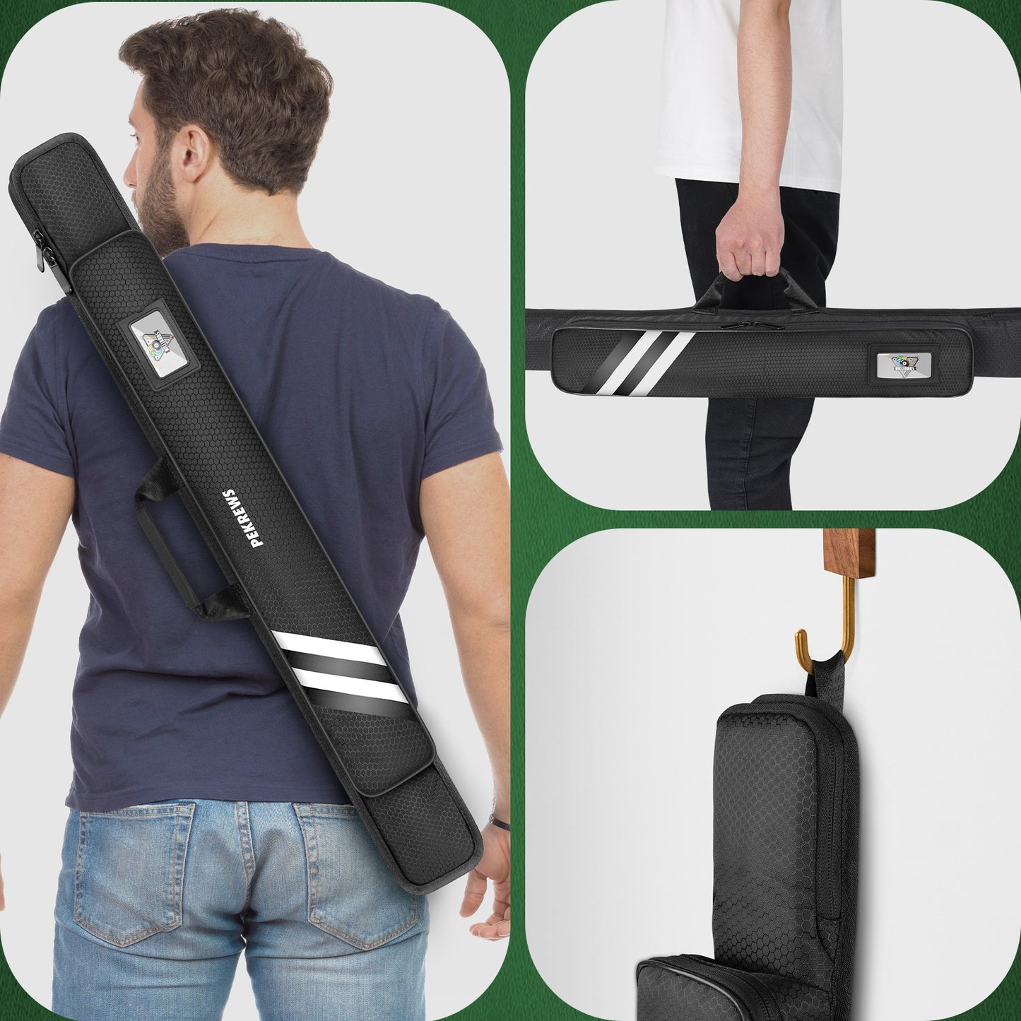 Pool Cue Case, 1x1 Soft Pool Stick Bag with Accessory Pocket | Sturdy Polyester, Hold 1 Stick, Cue Stick Case with Shoulder Strap and Side Handle, Billiard Cue Sling Bag for Men and Women