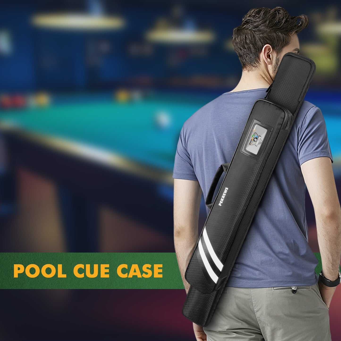 Pool Cue Case, 1x1 Soft Pool Stick Bag with Accessory Pocket | Sturdy Polyester, Hold 1 Stick, Cue Stick Case with Shoulder Strap and Side Handle, Billiard Cue Sling Bag for Men and Women