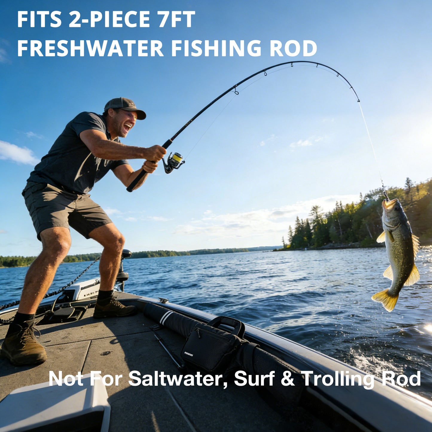 Fishing Rod Case, 52inch Fishing Pole Bag with Tackle Pockets | Fits Break-Down Spinning Rod Reel Combo, Padded Soft Rod Bag with Shoulder Strap and Handle, Pole Travel Case For Angler