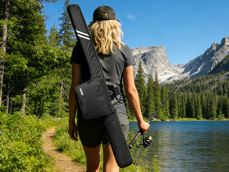 PEKREWS Fishing Rod Case, 52inch Fishing Pole Bag with Tackle Pockets | Fits Break-Down Spinning Rod Reel Combo, Padded Soft Rod Bag with Shoulder Strap and Handle, Pole Travel Case For Angler
