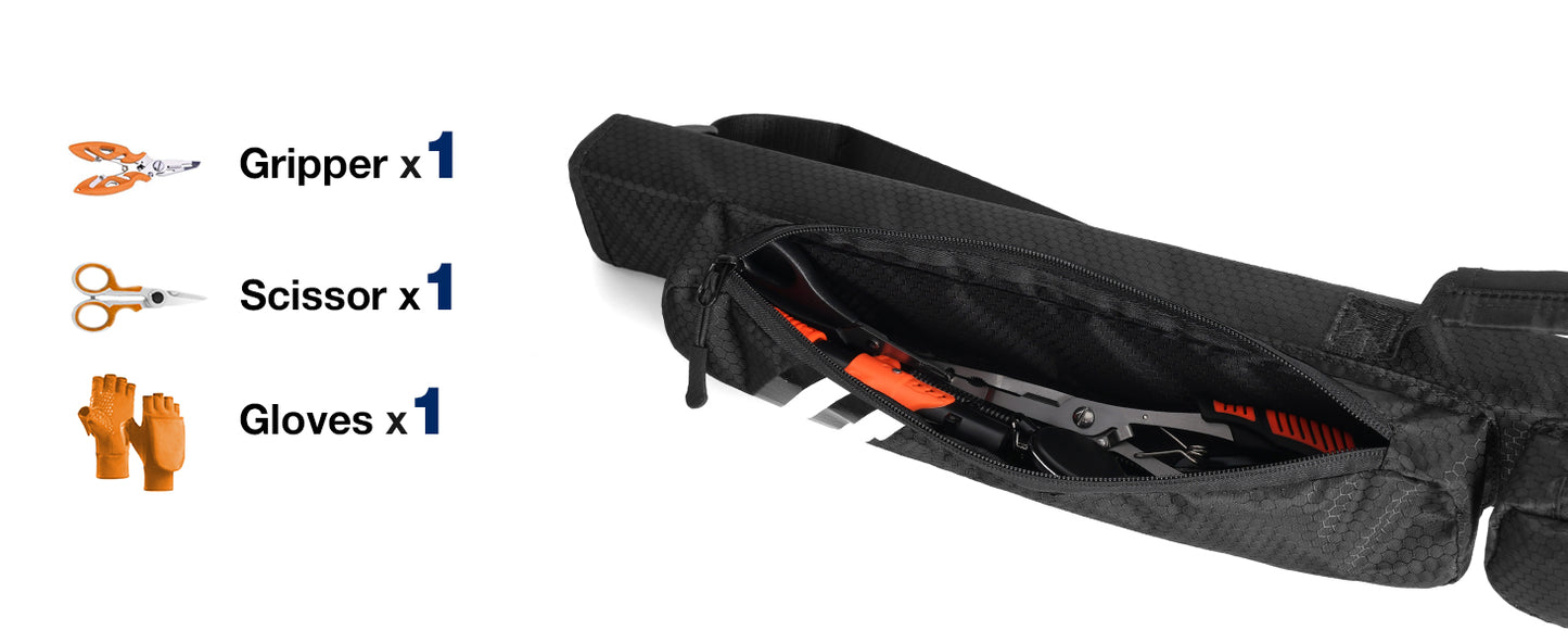 PEKREWS Fly Rod Case, Fit 9ft 4-Piece Fly Fishing Bag for Fly Rod and Reel | Hard Shell Fly Rod Tube, 2 Side Pockets and Padded Reel Pouch, Portable with Shoulder Strap, Fly Travel Case For Angler