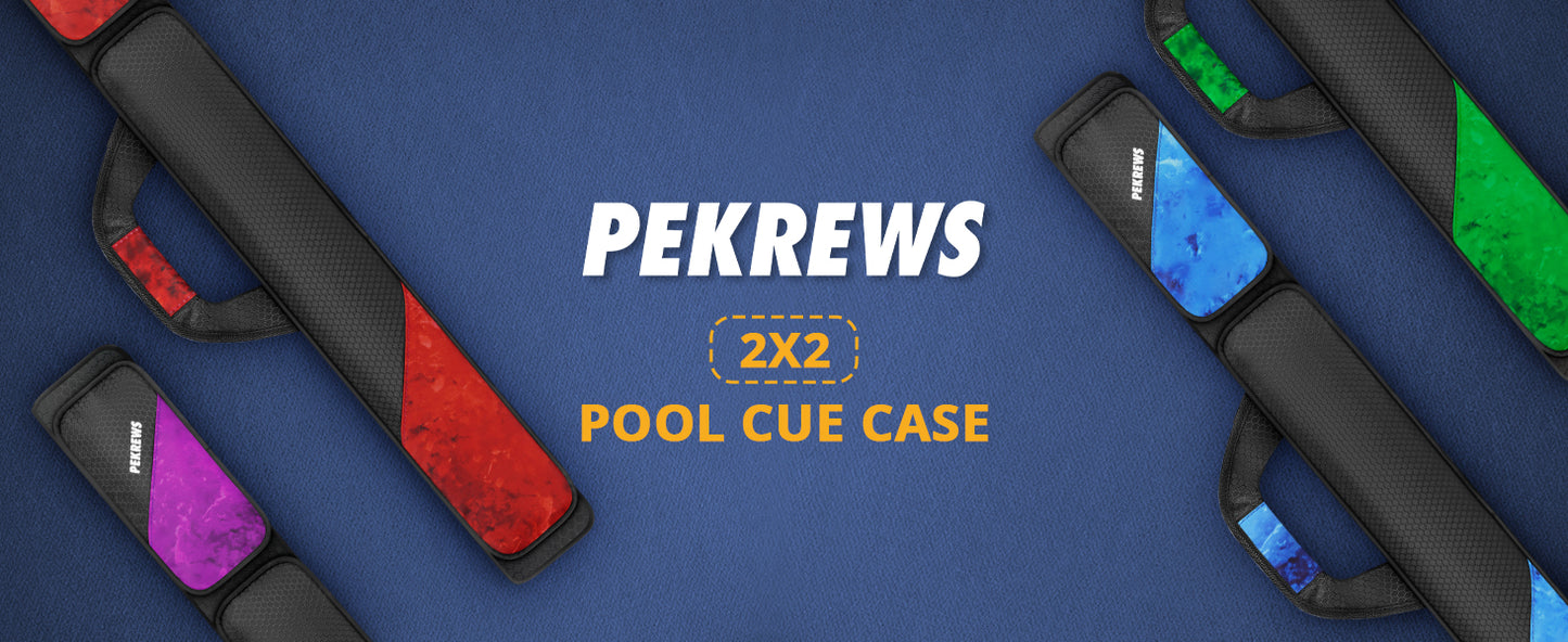 PEKREWS Pool Cue Case, Pool Stick Case 2x2 with 2 Accessories Pockets | Sturdy Pool Cue Carrying Bag, Shoulder Strap and Handle, Soft Billiard Stick Holder, Sling Bag for Men and Women