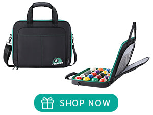 PEKREWS Billiard Carrying Bag Fit 17 or 12 2-1/4'' Billiards Ball Set | Padded Pool Ball Case, Carry Handle and Shoulder Strap, Pool Ball Holder for Accessories, Travel Storage Box, Bag Only