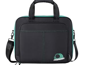 PEKREWS Billiard Carrying Bag Fit 17 or 12 2-1/4'' Billiards Ball Set | Padded Pool Ball Case, Carry Handle and Shoulder Strap, Pool Ball Holder for Accessories, Travel Storage Box, Bag Only